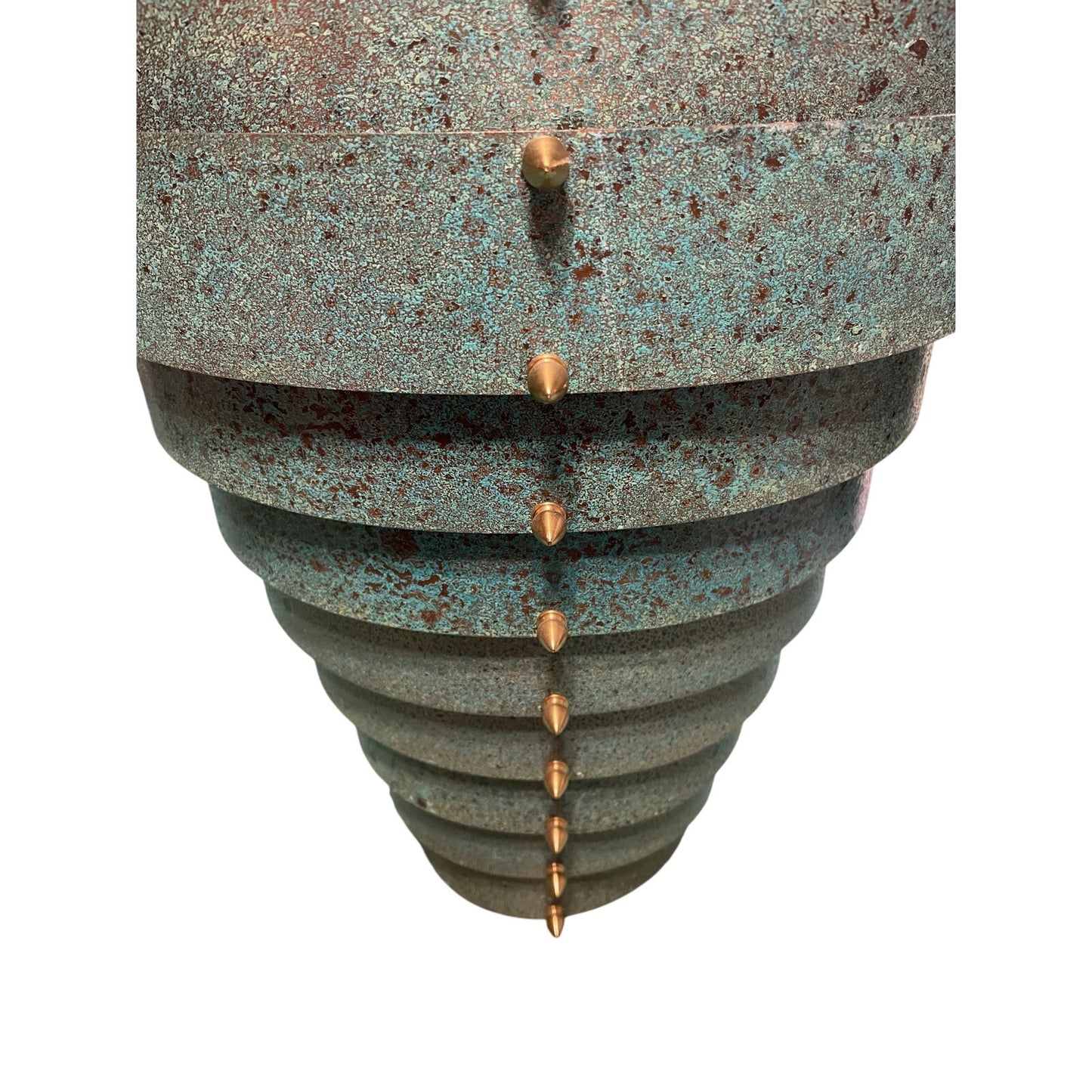 Original Frank Stone Art Hanging Light Fixture Copper Brutalist MCM Signed 21"