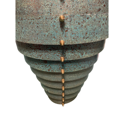 Original Frank Stone Art Hanging Light Fixture Copper Brutalist MCM Signed 21"