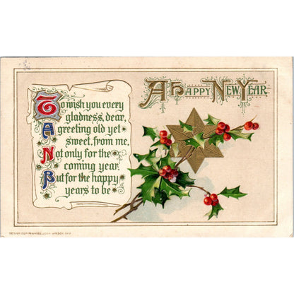 1913 New Year's Poem John Winsch Back Original Postcard PC9