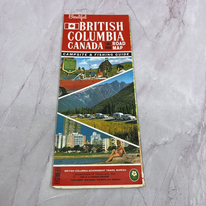 1967-68 British Columbia Canada Campsite & Fishing Guide Fold Out Map TH2-MP1