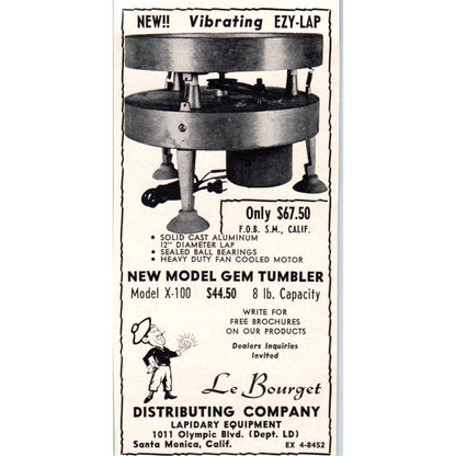 Le Bourget Distributing Co Lapidary Equipment Santa Monica CA 1964 Ad AB6-M2