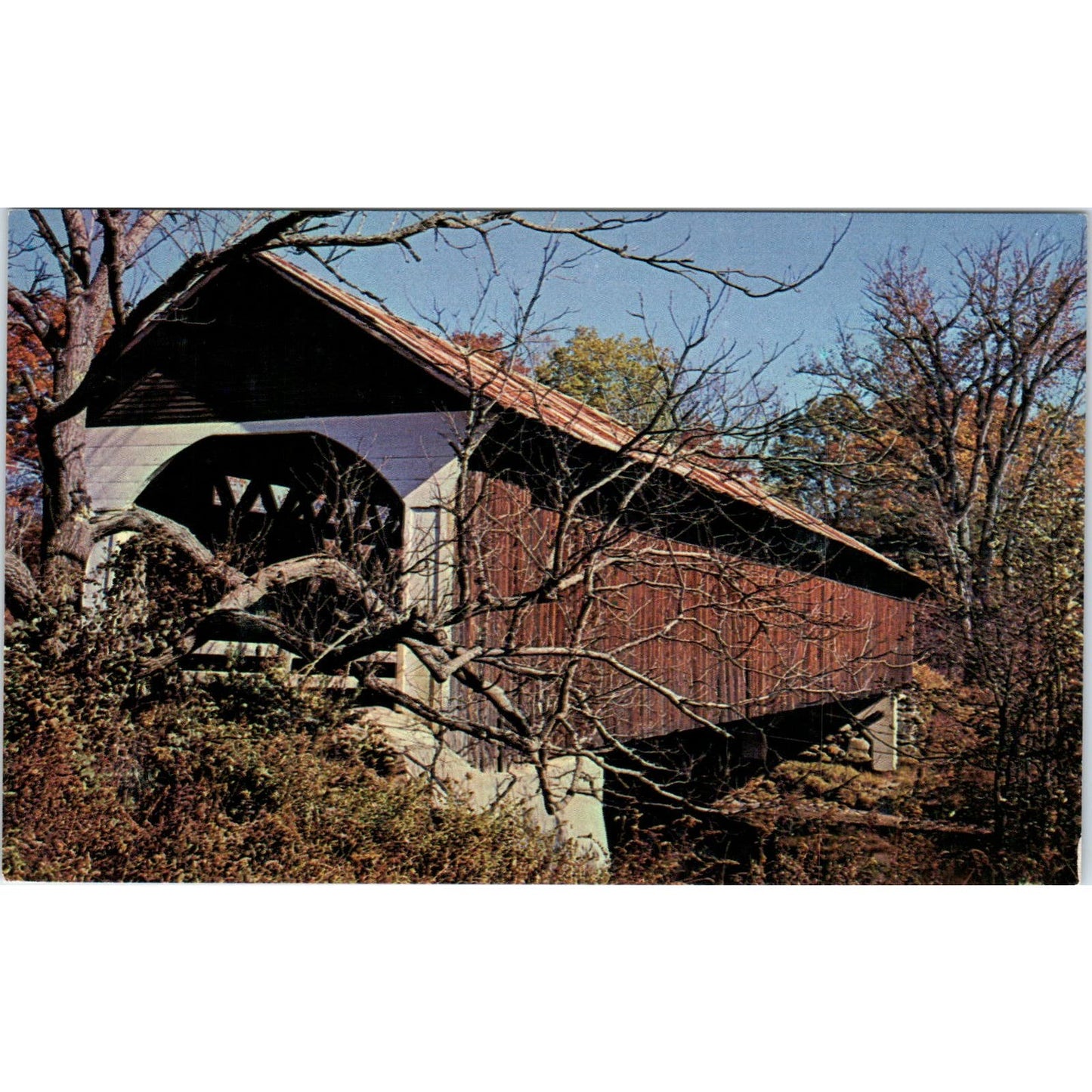Covered Bridge at Lyme New Hampshire Covered Bridge Postcard PB13
