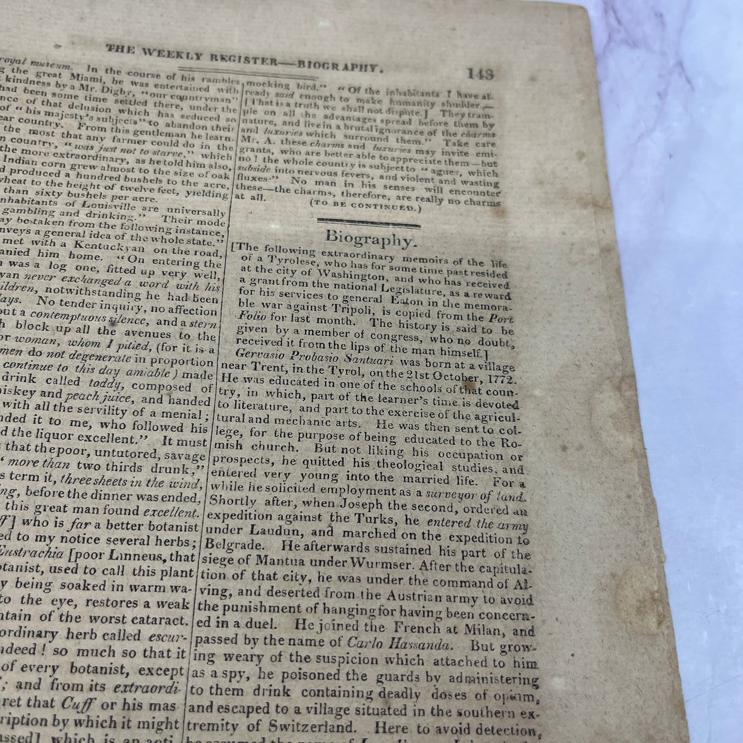 Baltimore Weekly Register May 2, 1812 Joan Eugene Leitensdorfer Bio AF9-5