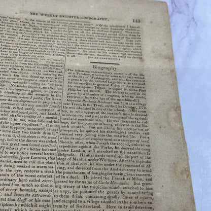 Baltimore Weekly Register May 2, 1812 Joan Eugene Leitensdorfer Bio AF9-5