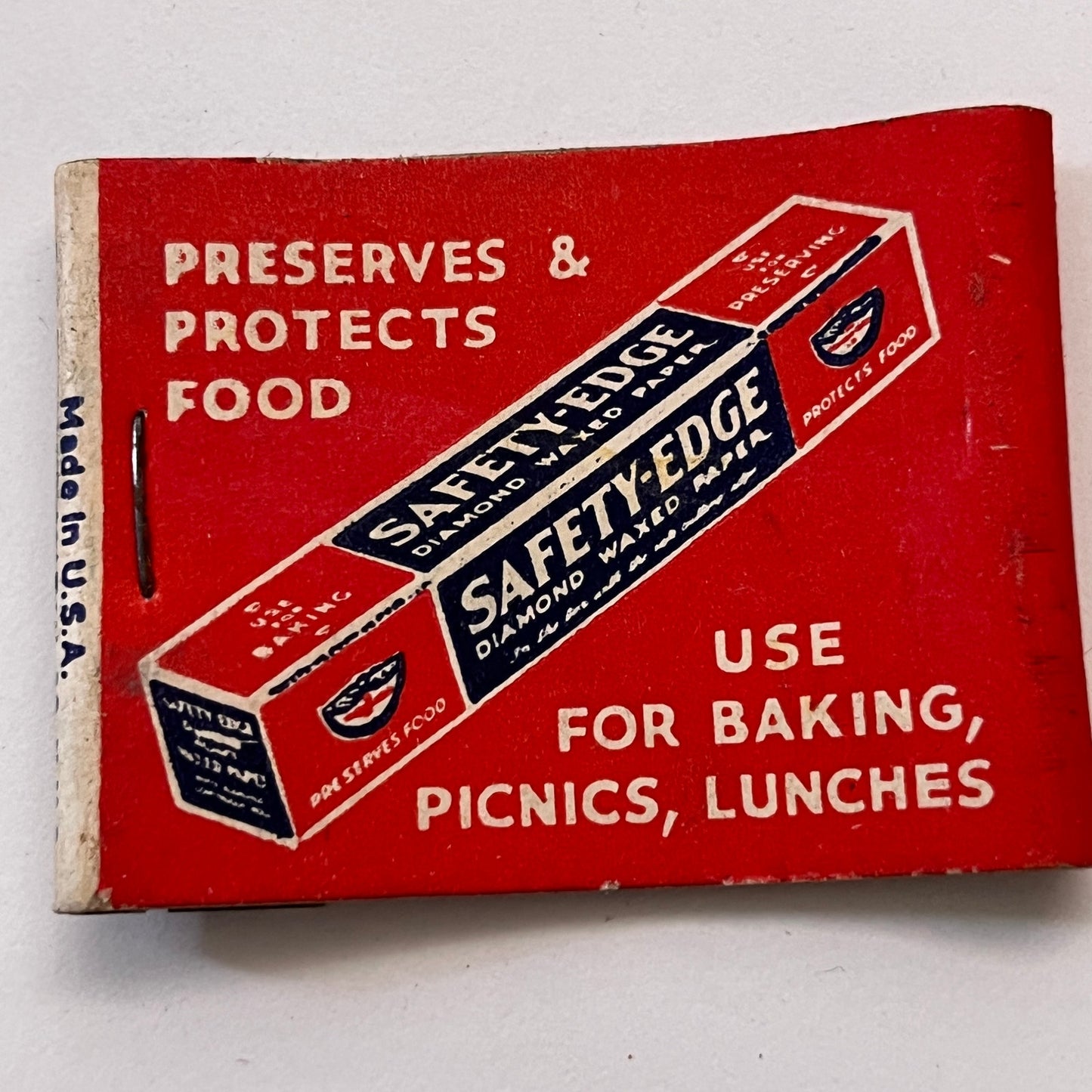 Safety Edge Diamond Waxed Paper Vintage Matchbook Cover TB8-MB3-9