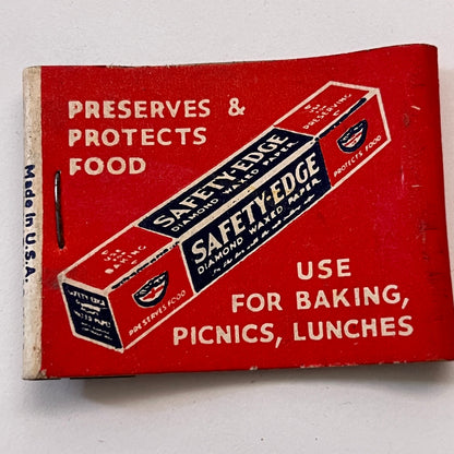 Safety Edge Diamond Waxed Paper Vintage Matchbook Cover TB8-MB3-9