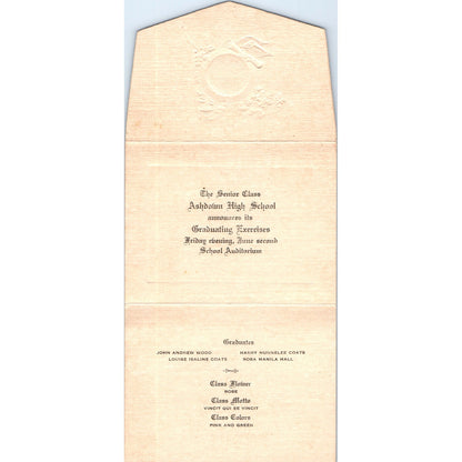 1916 Ashdown High School Graduation Commencement Invitation AD8-Q1