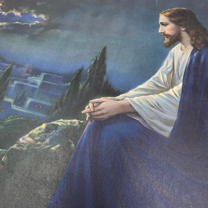 Christ on the Mount of Olives by Giovanni Vintage Art Print Lithograph 12x16 FL6-3