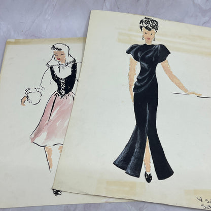 1940s Lot of 6 - 8.5x12 Fashion Sketches & Studies Winifred Schutsky TC5