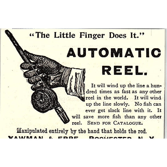 Yawman & Erbe Automatic Fishing Reel Rochester NY 1892 Ad AG2-M19
