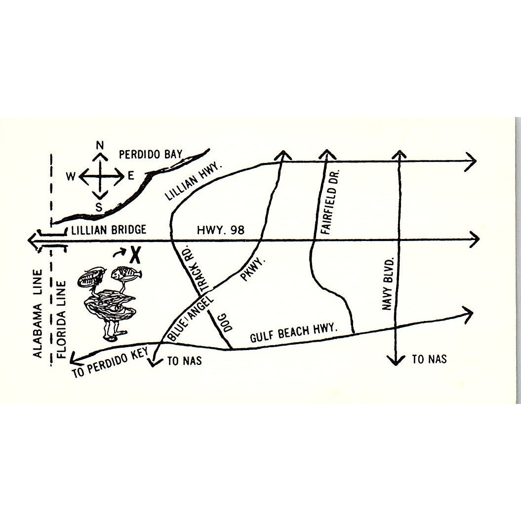 Perdido Cove Seafood Restaurant Pensacola FL Vintage Business Card SD9-B9