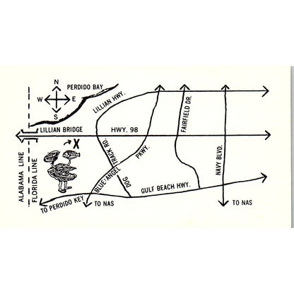 Perdido Cove Seafood Restaurant Pensacola FL Vintage Business Card SD9-B9