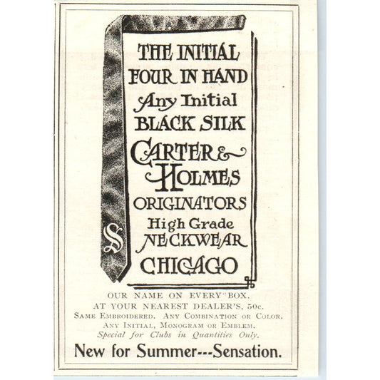Carter & Holmes Black Silk Neckties Chicago c1905 Original Advertisement AE7-A2