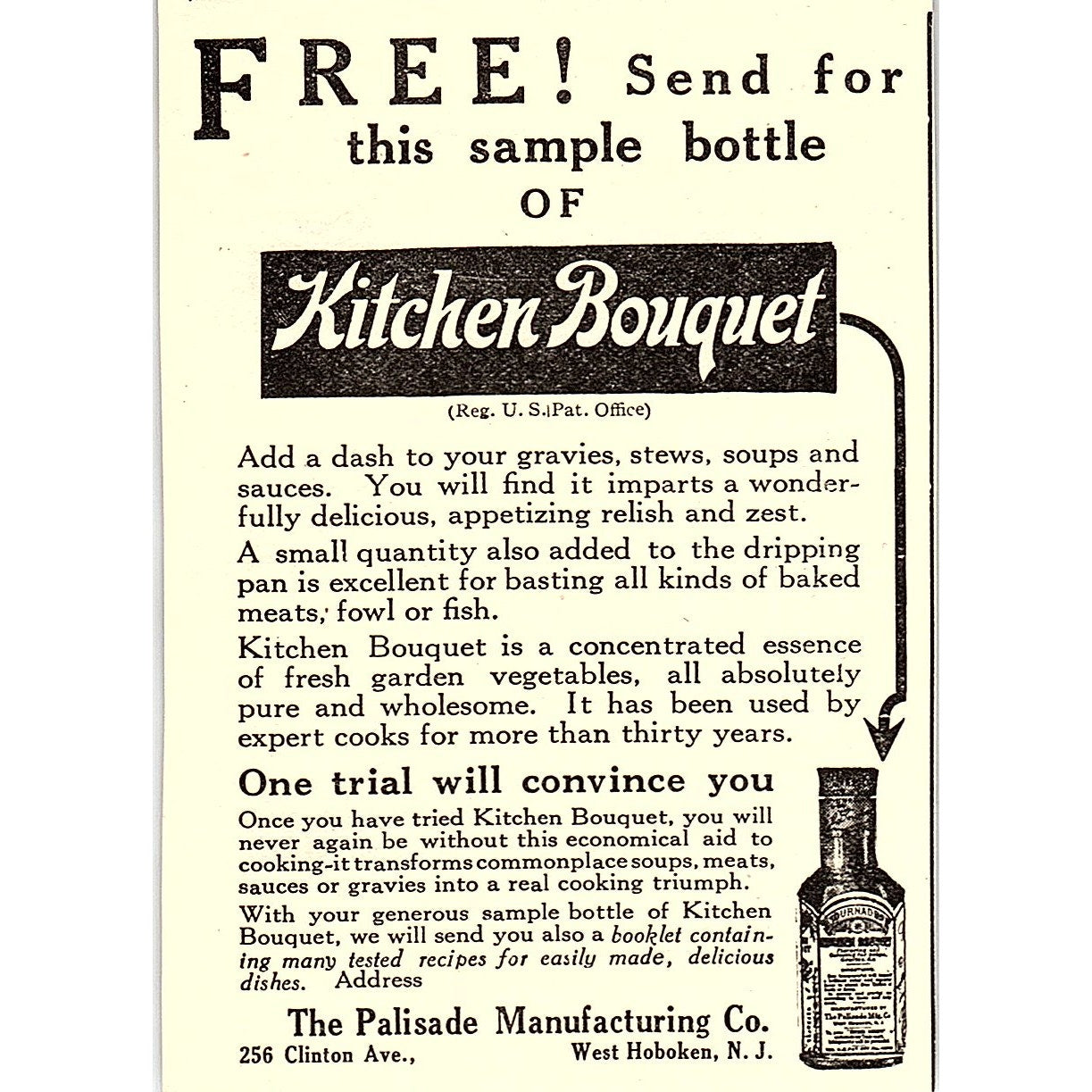 Kitchen Bouquet - The Palisade Mfg Co West Hoboken NJ 1916 Ad AF6-15