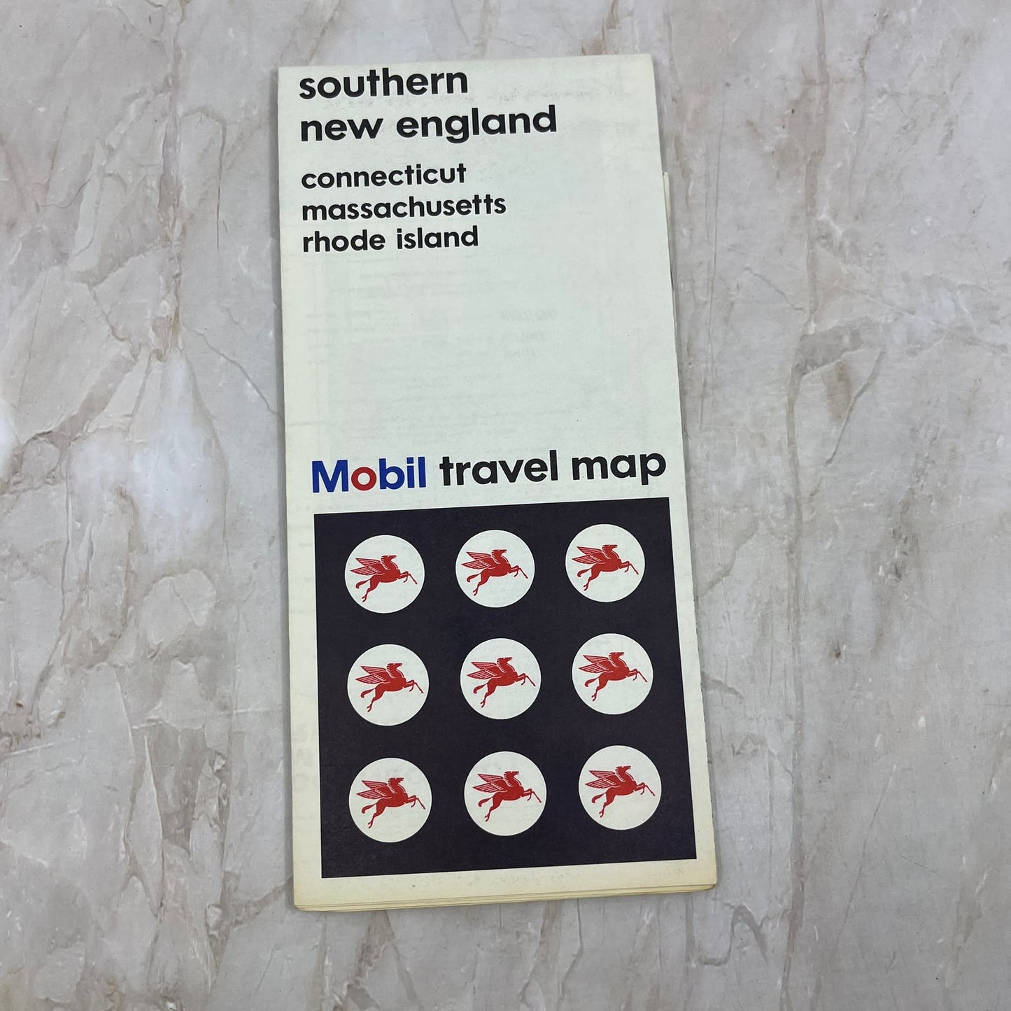 1966 Mobil Gas Fold Out Travel Map Southern New England CT MA RI TI8-S4