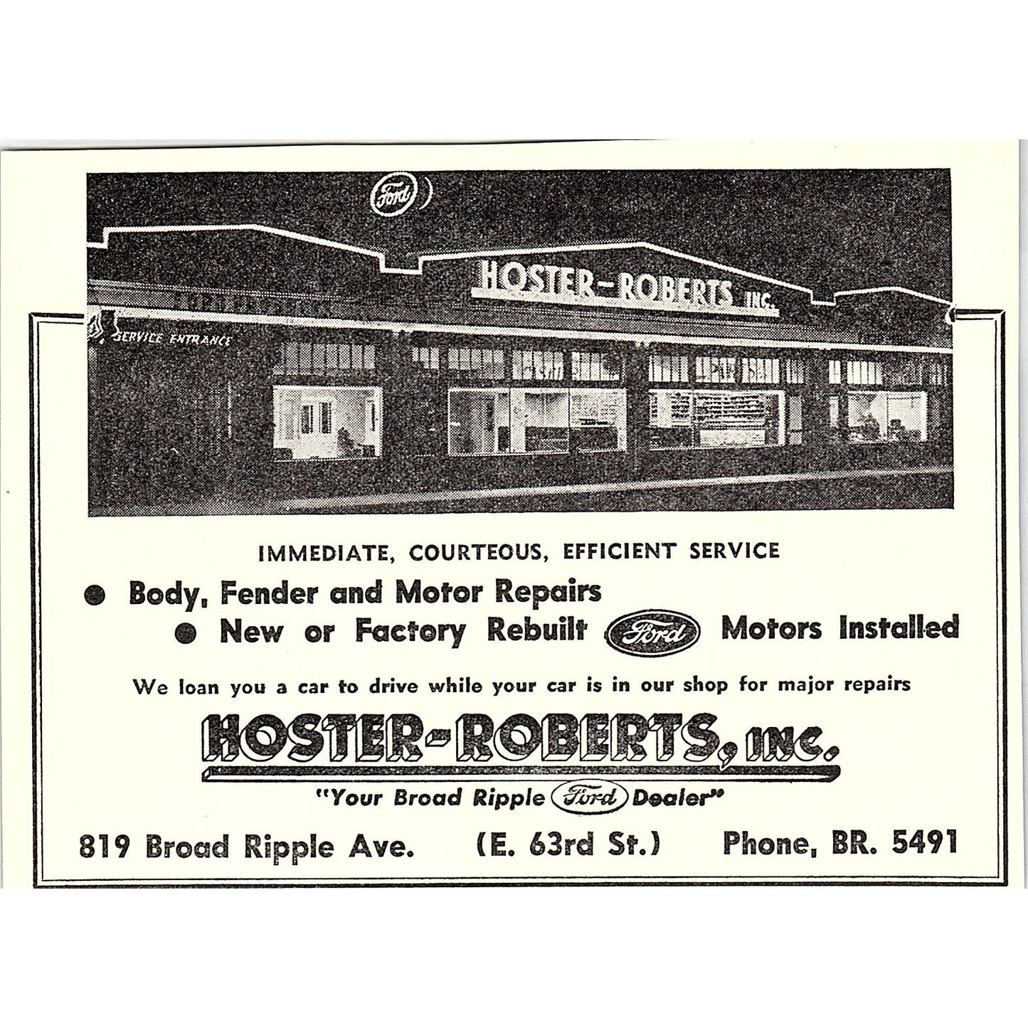 Hoster-Roberts Inc Ford Dealer Indianapolis IN 1947 Ad AF6-21