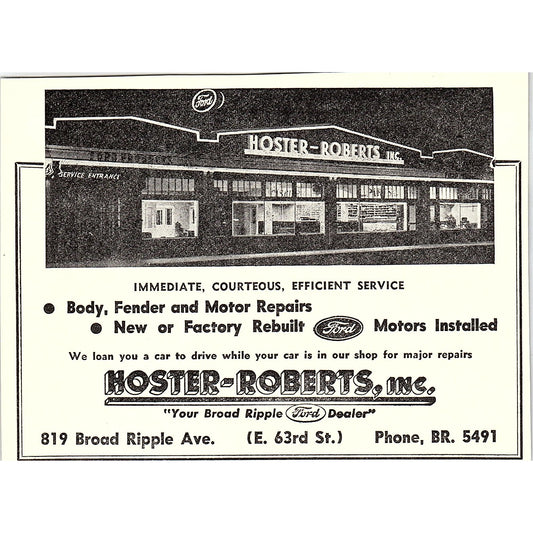 Hoster-Roberts Inc Ford Dealer Indianapolis IN 1947 Ad AF6-21
