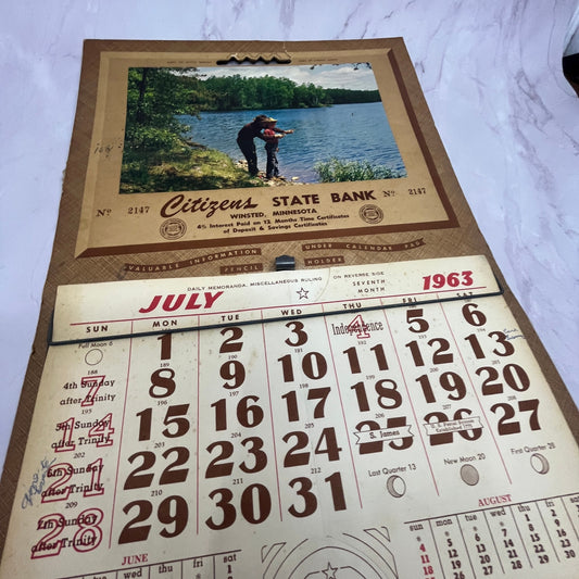 1963 Citizens State Bank Calendar Winsted MN V23