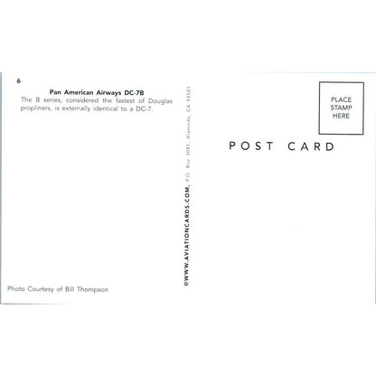 Pan American Airways DC-7B Vintage Postcard PC18