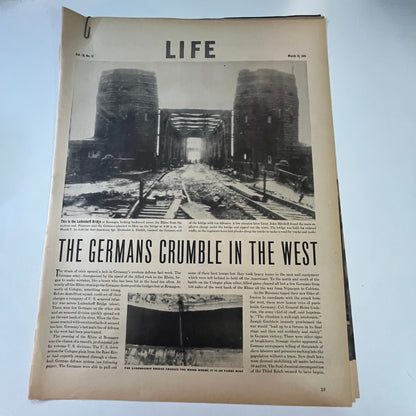 1945 Germans Crumble in the West Ludendorff Bridge 3 Pages WWII Article V29-5
