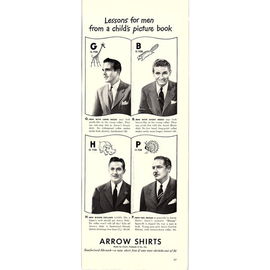 Arrow Shirts - lessons from a child's Picture Book 1940 Ad V14-8