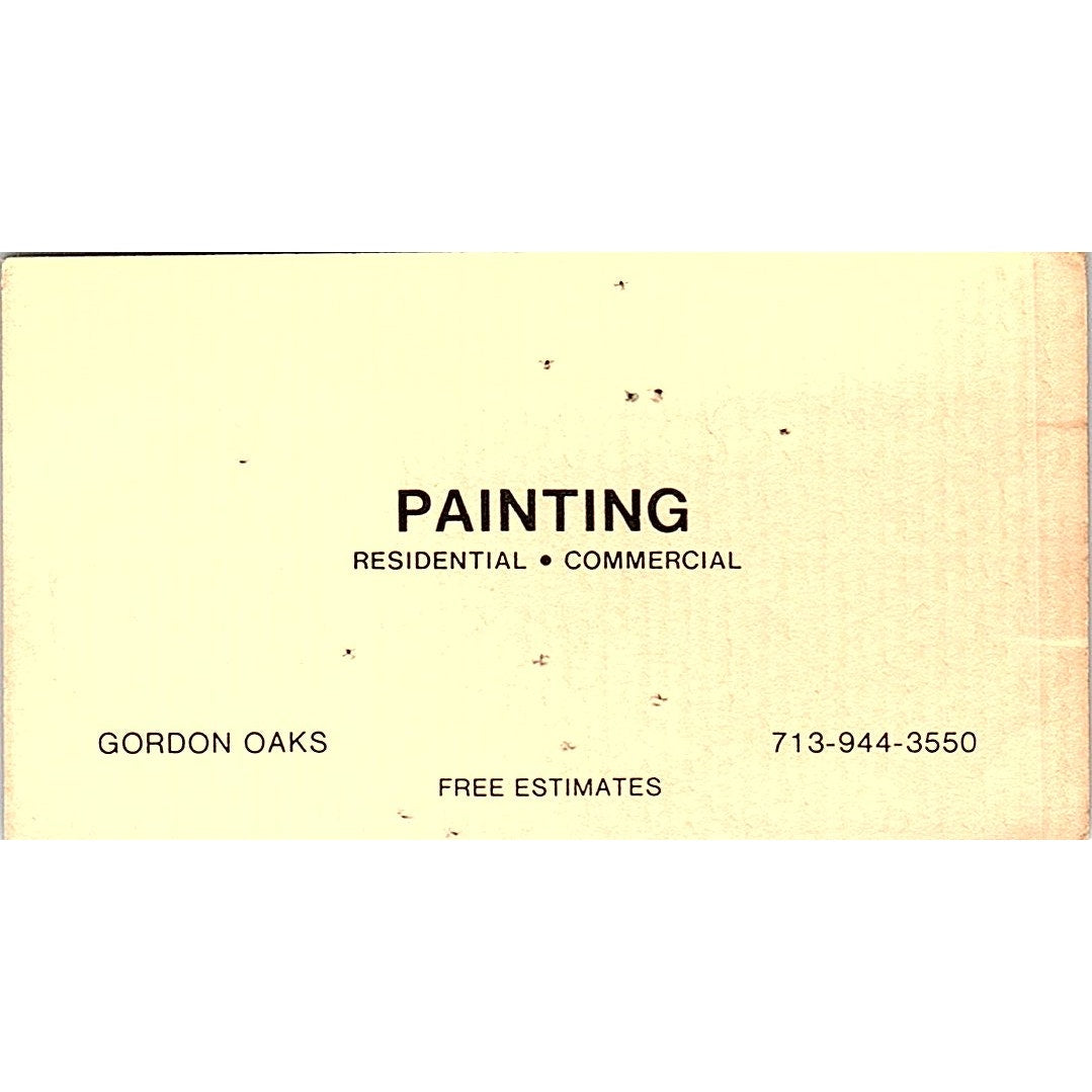 Gordon Oaks Painting Houston Vintage Business Card SC9-B6