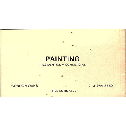 Gordon Oaks Painting Houston Vintage Business Card SC9-B6