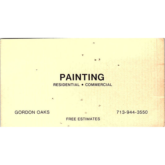 Gordon Oaks Painting Houston Vintage Business Card SC9-B6