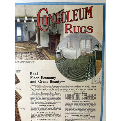 Congoleum Rugs Real Floor Economy Vintage Magazine Ad 10x14 V11