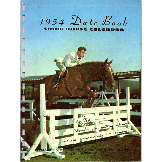 Harry Millard Williams Signed COVER ONLY 1954 Borealis Show Horse Calendar AG6-7