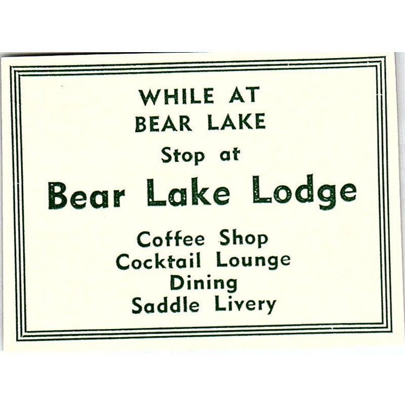 Bear Lake Lodge 1957 Estes Park CO Ad AG4-S10