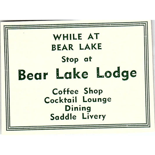 Bear Lake Lodge 1957 Estes Park CO Ad AG4-S10