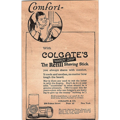 Colgate Handy Grip Refill Shaving Stick Colgate & Co NY 1920 Ad AG2-6