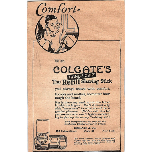 Colgate Handy Grip Refill Shaving Stick Colgate & Co NY 1920 Ad AG2-6