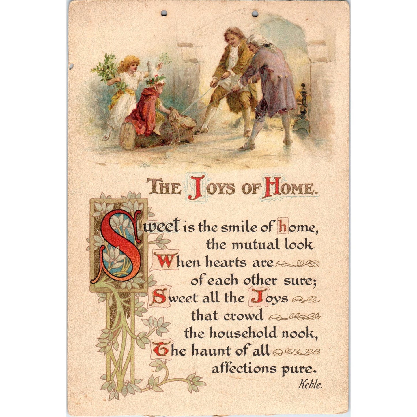 c1910 The Joys of Home Keble Poem Card 4.5x7.5" AB9