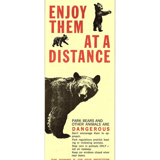 1969 National Park Service Bear Danger Warning 1960s Travel Leaflet TH2-TB4