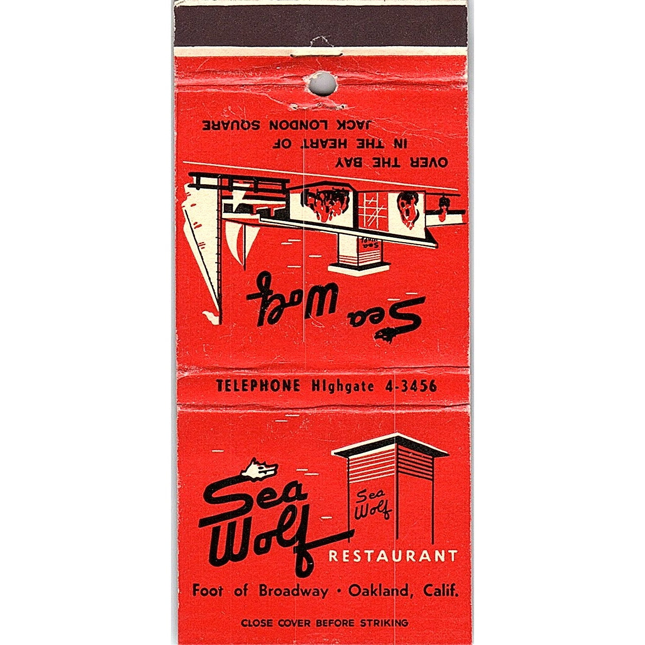 Sea Wolf Restaurant Oakland CA Vintage Matchbook TB6-MB2-12