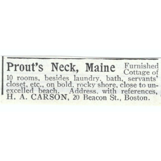 Prout's Neck Maine Cottage H.A. Carson Boston 1903 Magazine Ad AF7-SS2