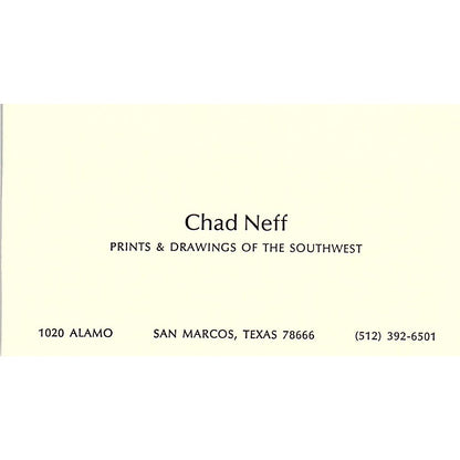 Chad Neff Southwest Artist San Marcos TX Vintage Business Card SE3-B11