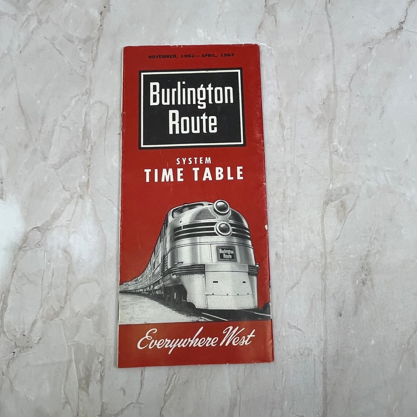 1962 Nov Burlington Route Railway Passenger Train Schedules Timetables TJ4-P1