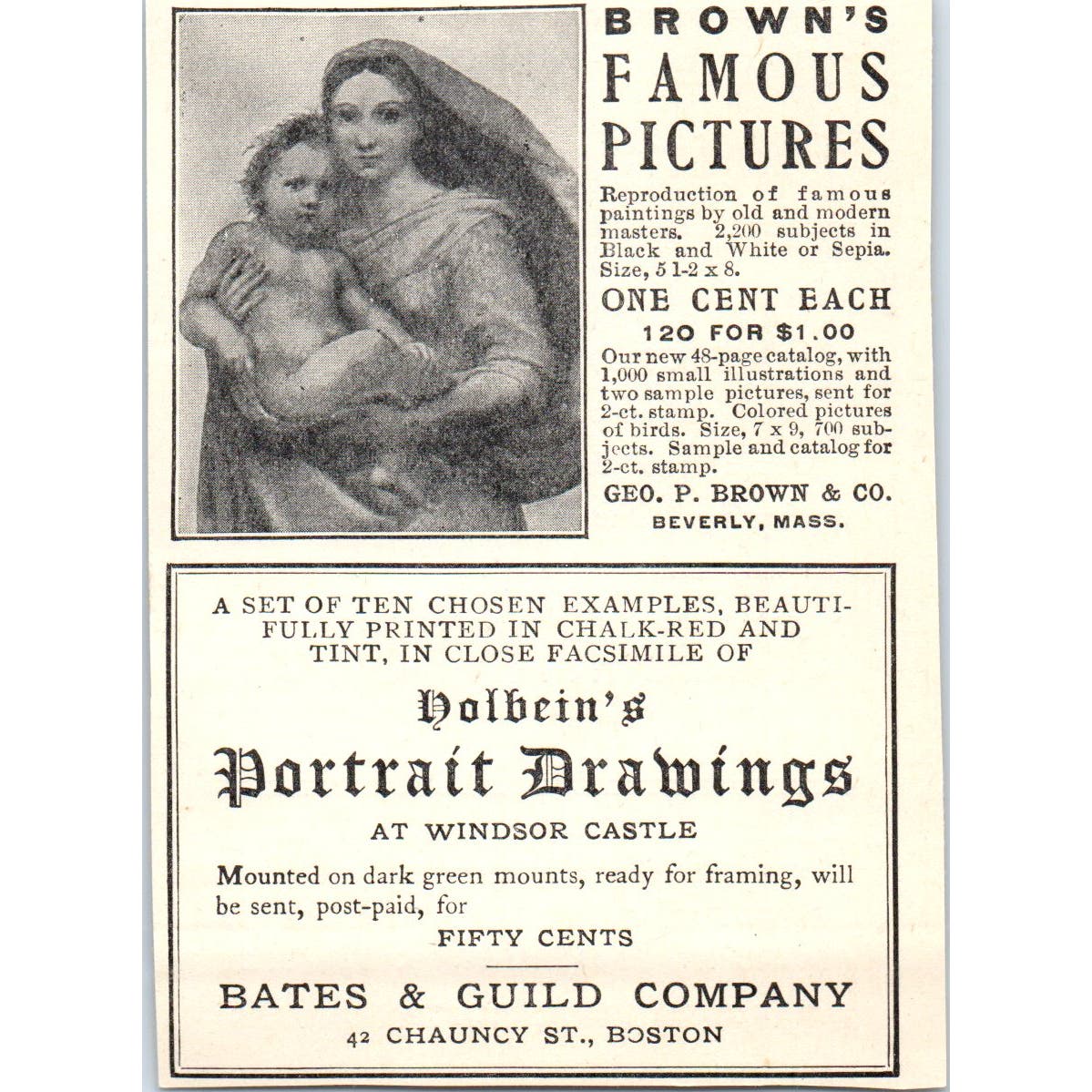 Picture Framing Foster Brothers Boston MA c1905 Victorian Ad AE9-MA5
