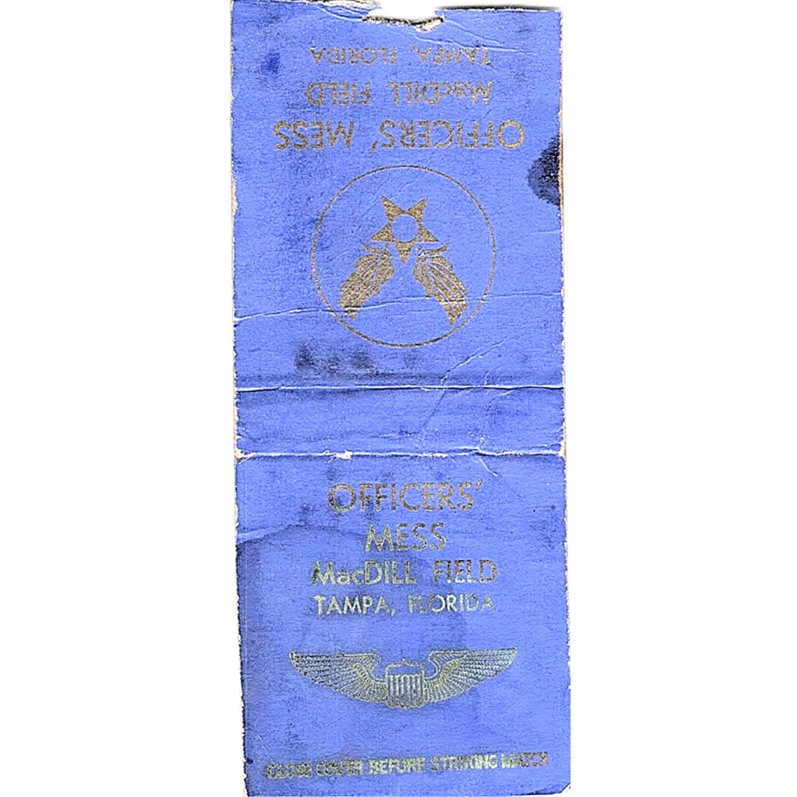 Officers' Mess MacDill Field Tampa FL Vintage Matchbook Cover SC7-Y4