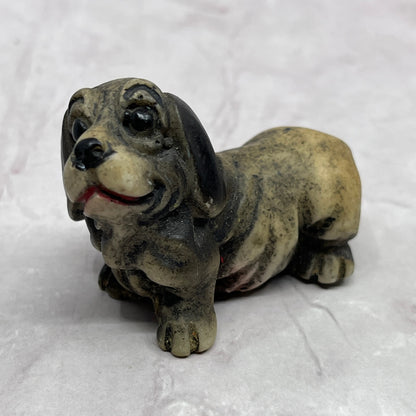 Vintage Carved Resin Basset Hound Dog Miniature 2" SE2