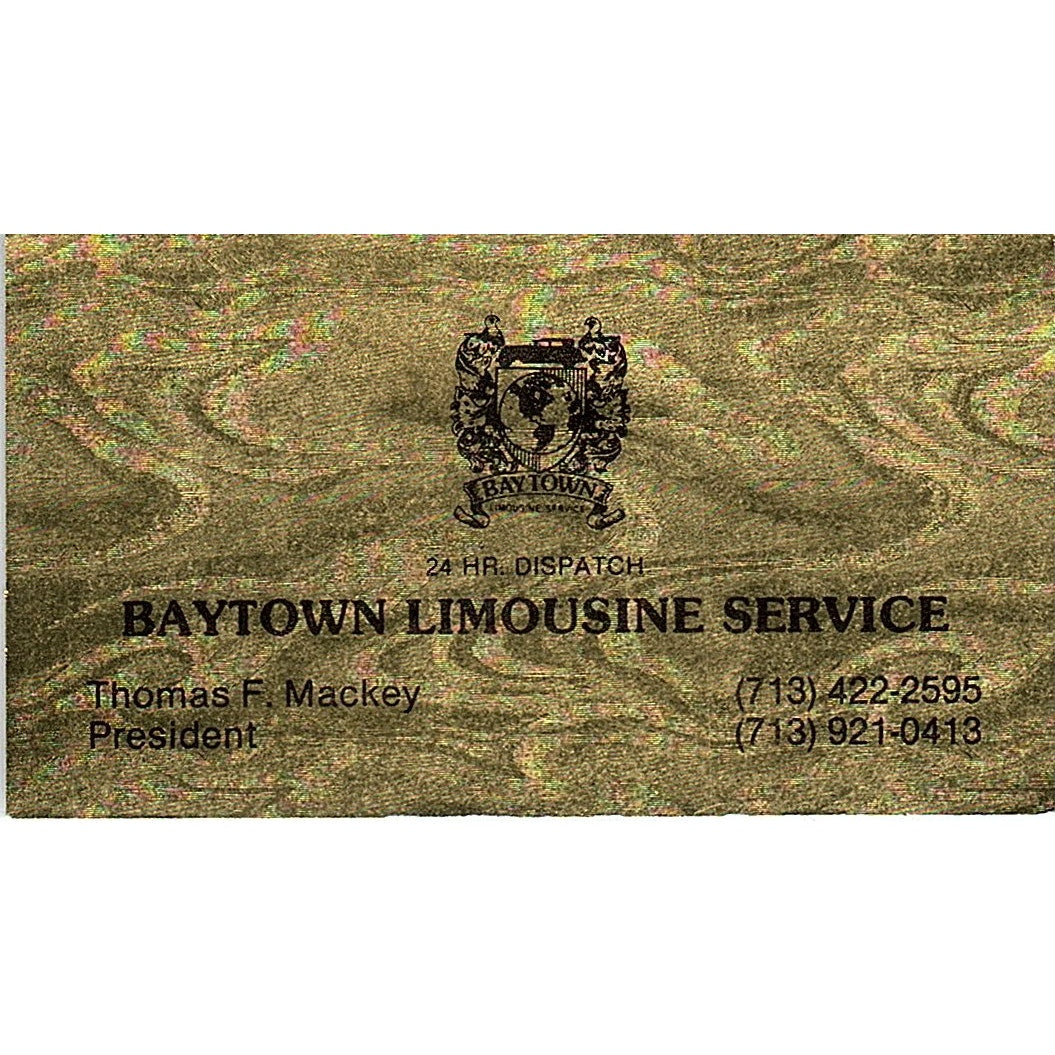 Baytown Limousine Service Thomas F. Mackey Houston Texas Business Card SB4-B5