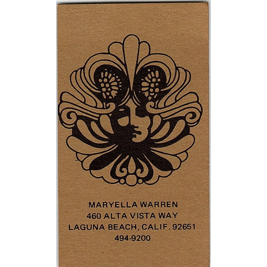 Maryella Warren Artist Laguna Beach CA Vintage Business Card SE3-B12
