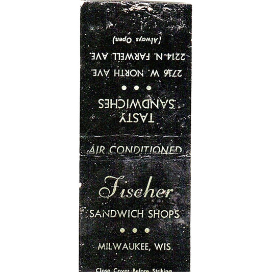 Fischer Sandwich Shops Milwaukee WI Vintage Matchbook Cover SC7-Y9