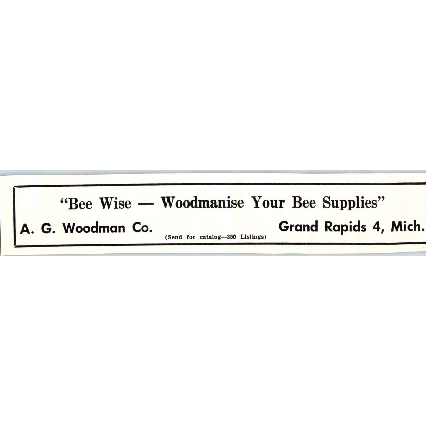 A.G. Woodman Co Bee Supplies Grand Rapids MI 1961 Magazine Ad AB6-LB