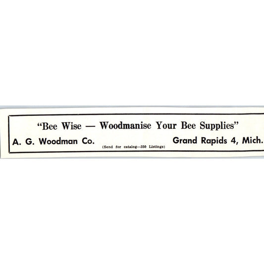 A.G. Woodman Co Bee Supplies Grand Rapids MI 1961 Magazine Ad AB6-LB