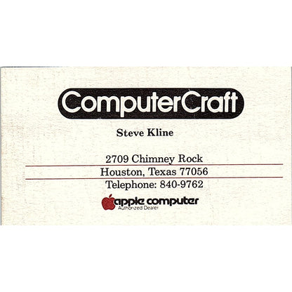 Steve Kline ComputerCraft Houston TX Vintage Business Card SD9-B2