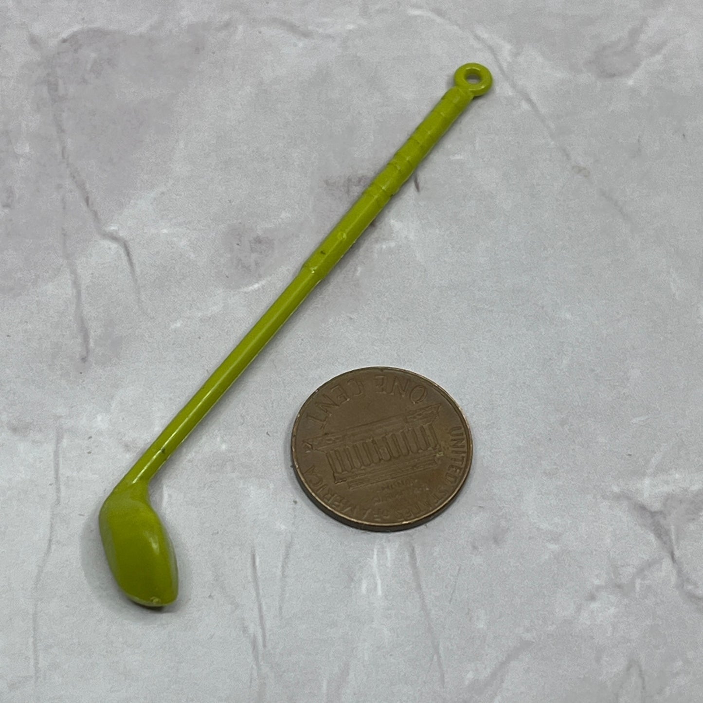 Vintage GREEN Celluloid Barbie Doll Golf Club Sport Miniature Diorama 3" SE2